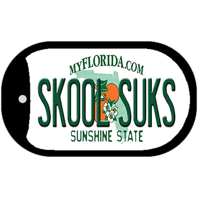 Skool Suks Florida Novelty Metal Dog Tag Necklace DT-6040 2" x 1" Dog Tag (DT)
