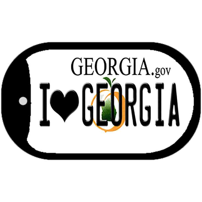 I Love Georgia Novelty Metal Dog Tag Necklace DT-6161 2" x 1" Dog Tag (DT)