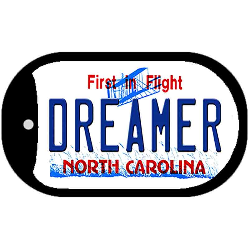 Dreamer North Carolina Novelty Metal Dog Tag Necklace DT-6495 2" x 1" Dog Tag (DT)