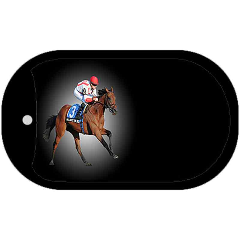 Horse Racing Offset Novelty Metal Dog Tag Necklace DT-7879 2" x 1" Dog Tag (DT)
