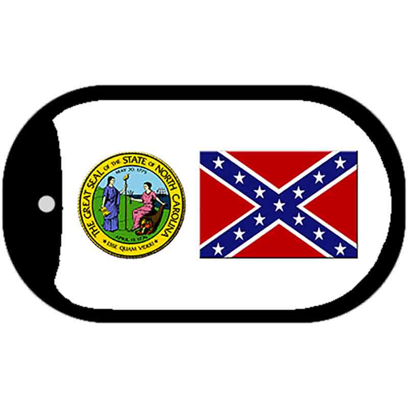 Confederate Flag North Carolina Seal Novelty Metal Dog Tag Necklace DT-7998 2" x 1" Dog Tag (DT)
