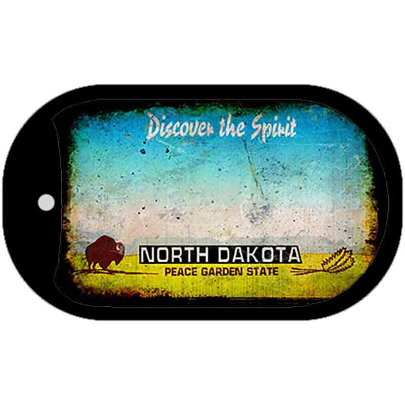 North Dakota Rusty Blank Novelty Metal Dog Tag Necklace DT-8151 2" x 1" Dog Tag (DT)