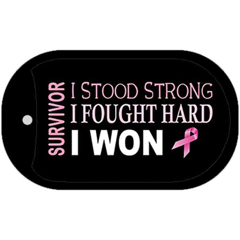 Breast Cancer Survivor Ribbon Novelty Metal Dog Tag Necklace DT-8229 2" x 1" Dog Tag (DT)