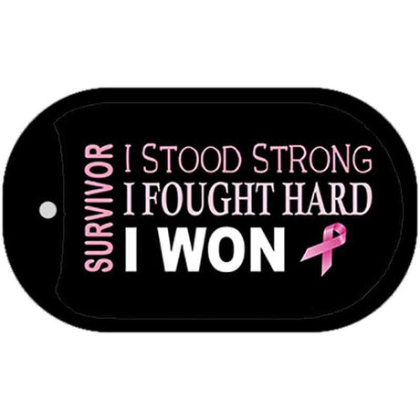 Breast Cancer Survivor Ribbon Novelty Metal Dog Tag Necklace DT-8229