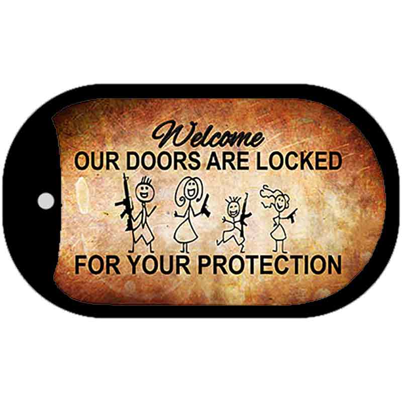 Doors Locked Your Protection Novelty Metal Dog Tag Necklace DT-8344 2" x 1" Dog Tag (DT)