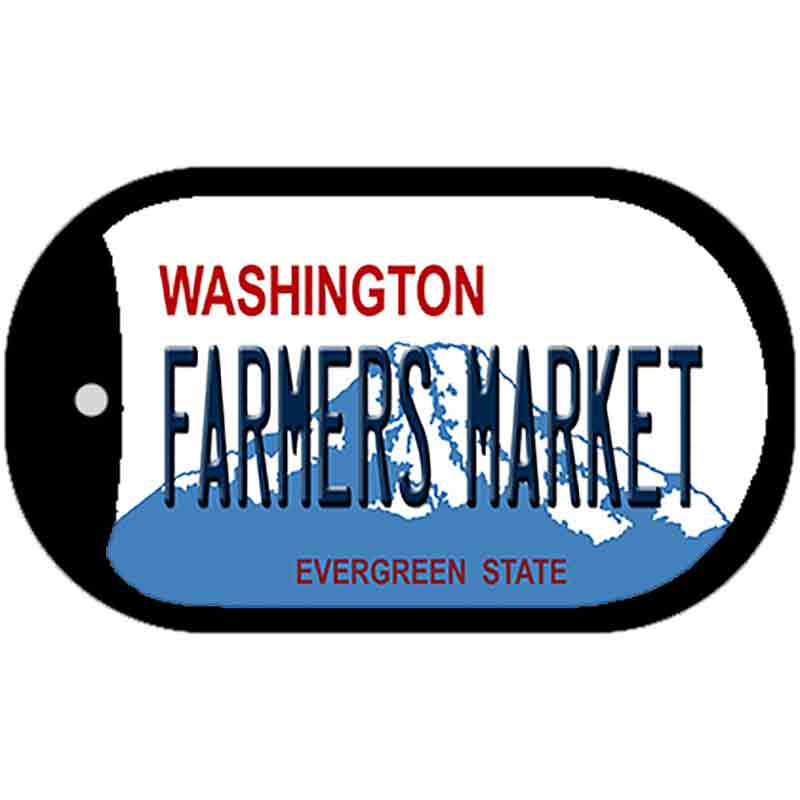 Farmers Market Washington Novelty Metal Dog Tag Necklace DT-8397 2" x 1" Dog Tag (DT)