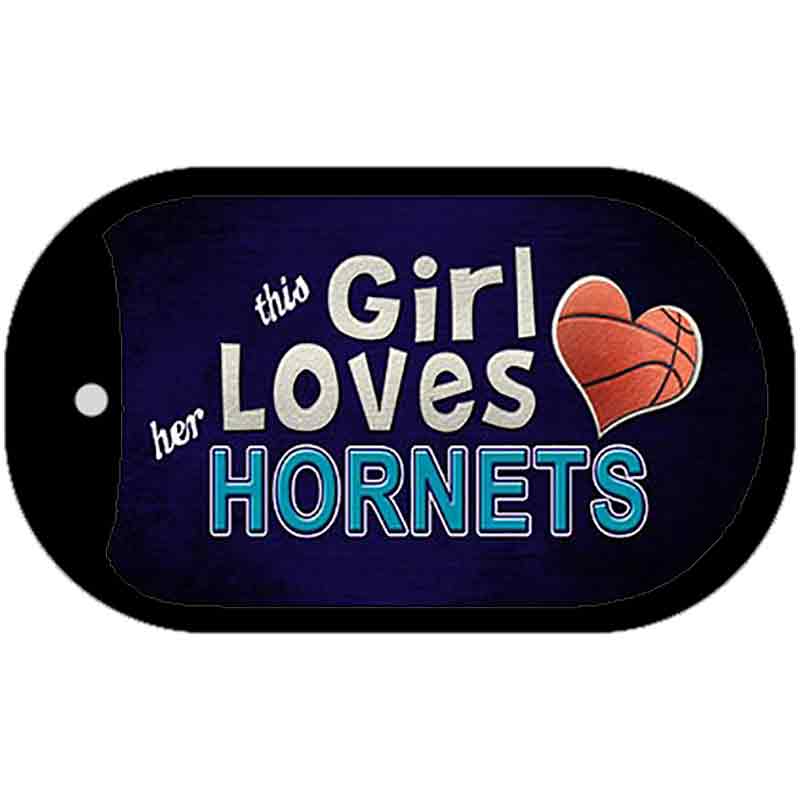 This Girl Loves Her Hornets Novelty Metal Dog Tag Necklace DT-8421 2" x 1" Dog Tag (DT)
