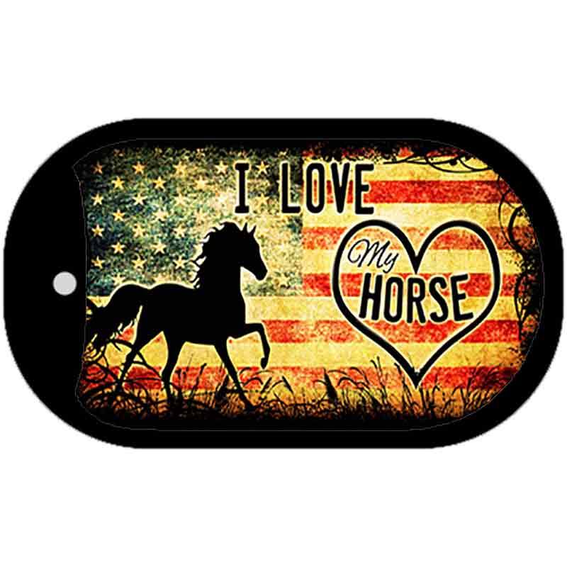 I Love My Horse Novelty Metal Dog Tag Necklace DT-8637 2" x 1" Dog Tag (DT)