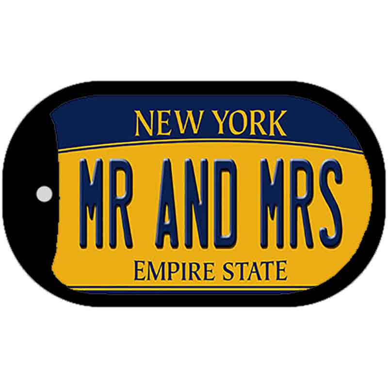 Mr and Mrs New York Novelty Metal Dog Tag Necklace DT-8966 2" x 1" Dog Tag (DT)