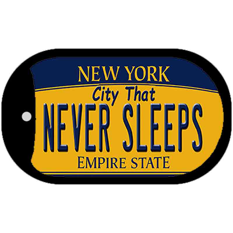 Never Sleeps New York Novelty Metal Dog Tag Necklace DT-8977 2" x 1" Dog Tag (DT)