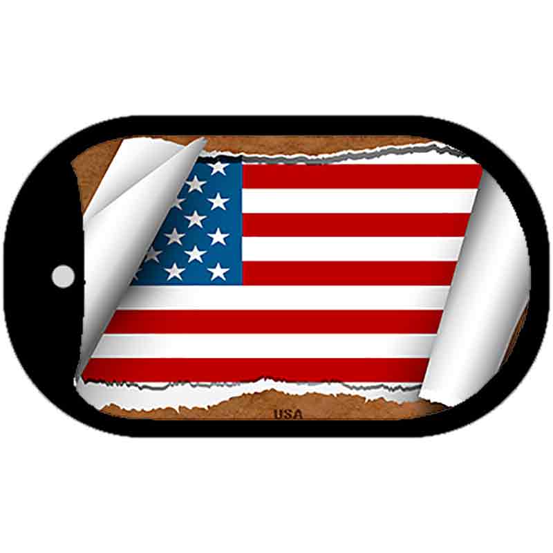 Unites States Flag Scroll Metal Novelty Dog Tag Necklace DT-9058