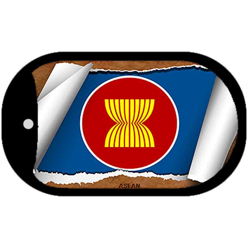Asean Flag Scroll Metal Novelty Dog Tag Necklace DT-9128
