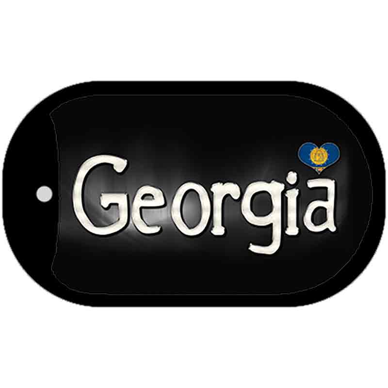 Georgia Flag Script Novelty Metal Dog Tag Necklace DT-9448 2" x 1" Dog Tag (DT)