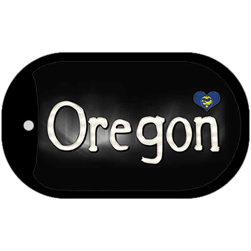 Oregon Flag Script Novelty Metal Dog Tag Necklace DT-9475 2" x 1" Dog Tag (DT)