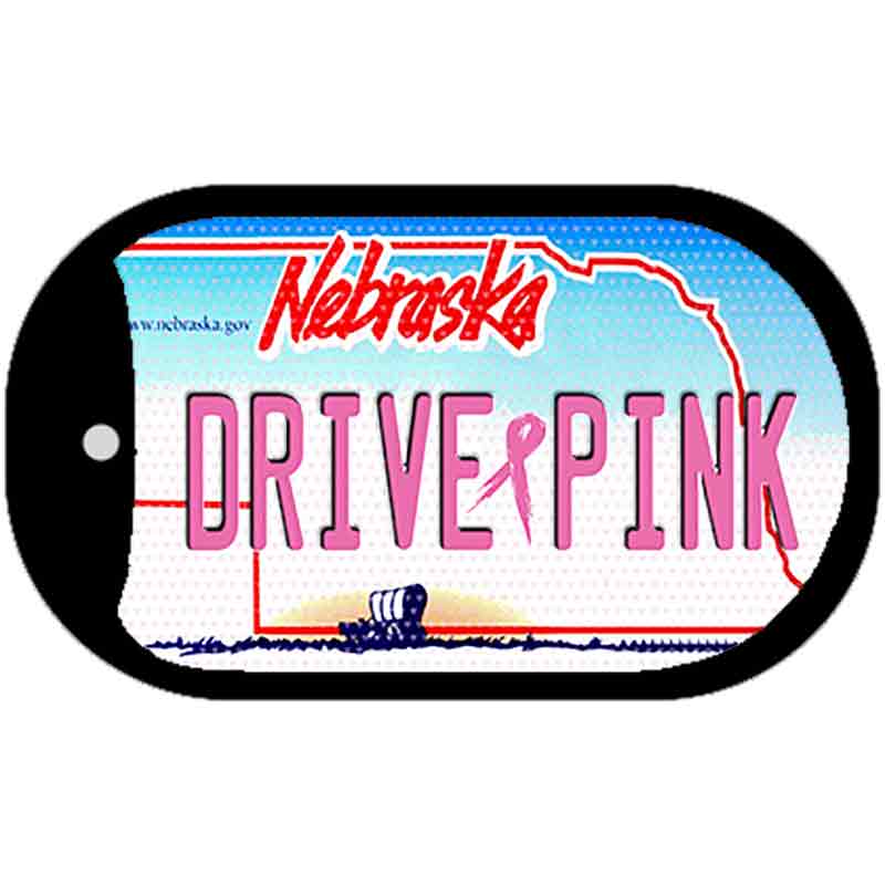 Drive Pink Nebraska Novelty Metal Dog Tag Necklace DT-9662