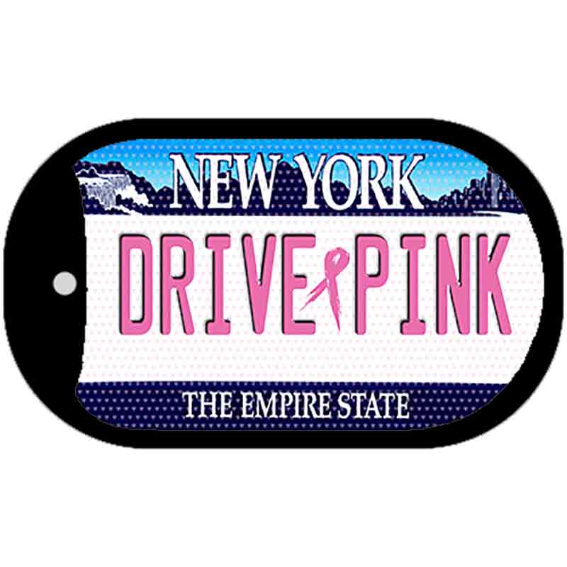 Drive Pink New York Novelty Metal Dog Tag Necklace DT-9667 2" x 1" Dog Tag (DT)