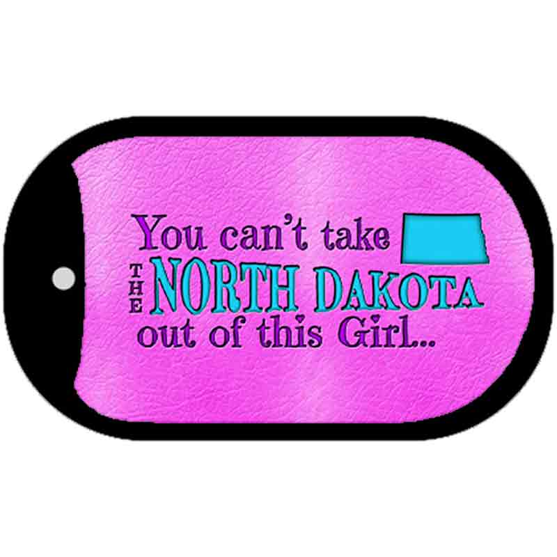 North Dakota Girl Novelty Metal Dog Tag Necklace DT-9825 2" x 1" Dog Tag (DT)