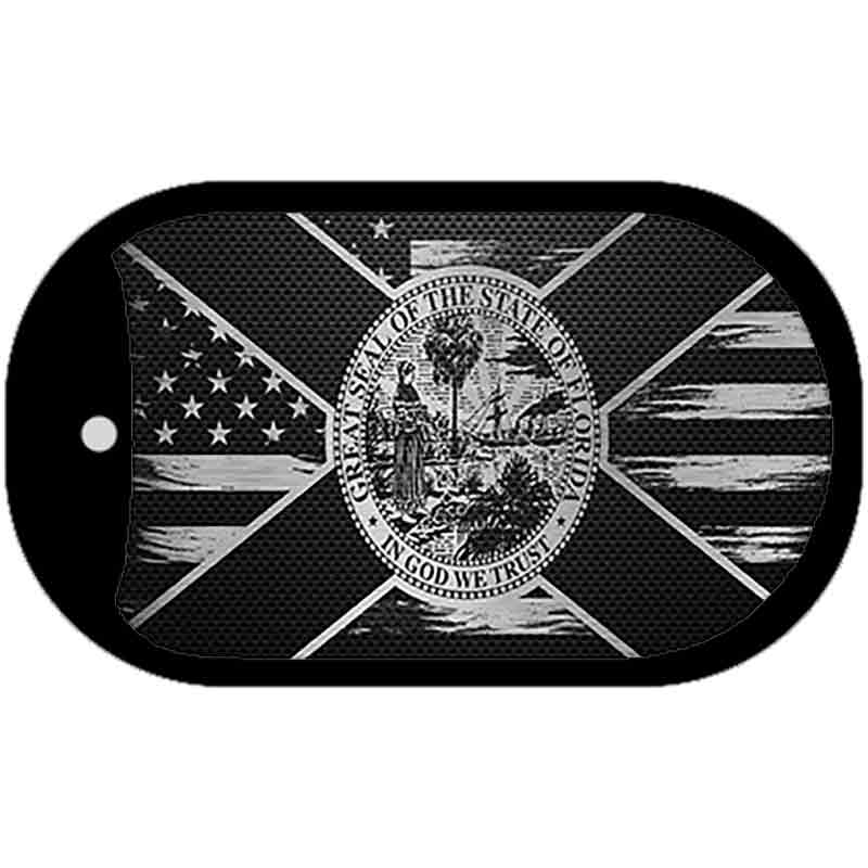 Florida Carbon Fiber Brushed Aluminum Novelty Metal Dog Tag Necklace DTC-1101 2" x 1" Dog Tag (DT)