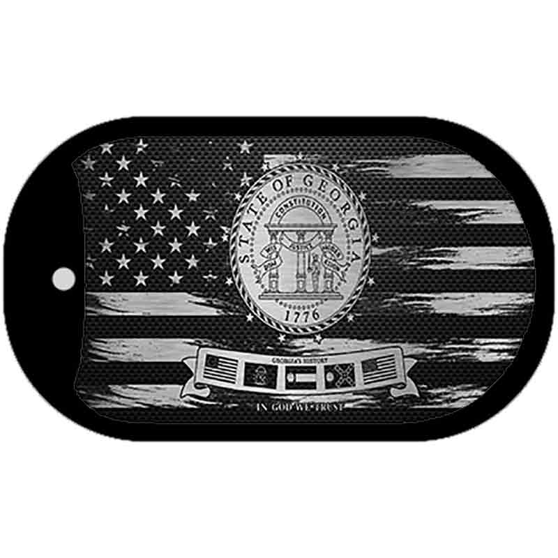Georgia Carbon Fiber Brushed Aluminum Novelty Metal Dog Tag Necklace DTC-1102 2" x 1" Dog Tag (DT)