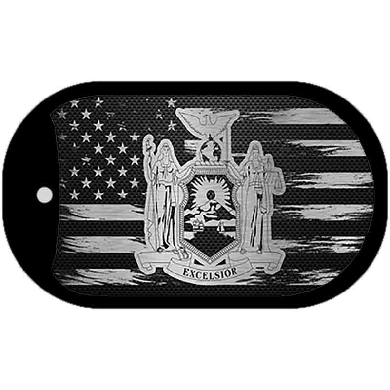 New York Carbon Fiber Brushed Aluminum Novelty Metal Dog Tag Necklace DTC-1124 2" x 1" Dog Tag (DT)