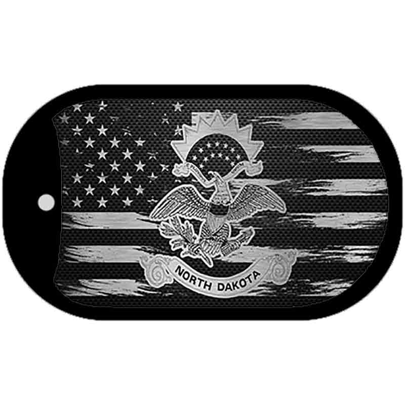North Dakota Carbon Fiber Brushed Aluminum Novelty Metal Dog Tag Necklace DTC-1126 2" x 1" Dog Tag (DT)