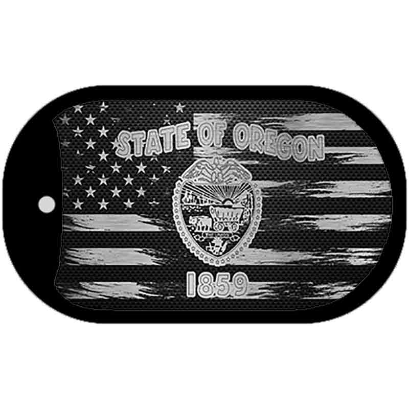 Oregon Carbon Fiber Brushed Aluminum Novelty Metal Dog Tag Necklace DTC-1129 2" x 1" Dog Tag (DT)