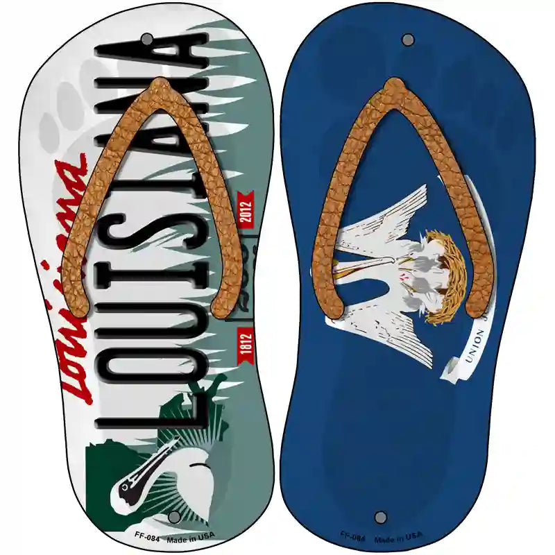 Louisiana|LA Flag Novelty Metal Flip Flops (Set of 2)