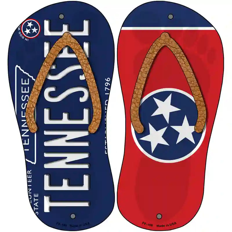Tennessee|TN Flag Novelty Metal Flip Flops (Set of 2)