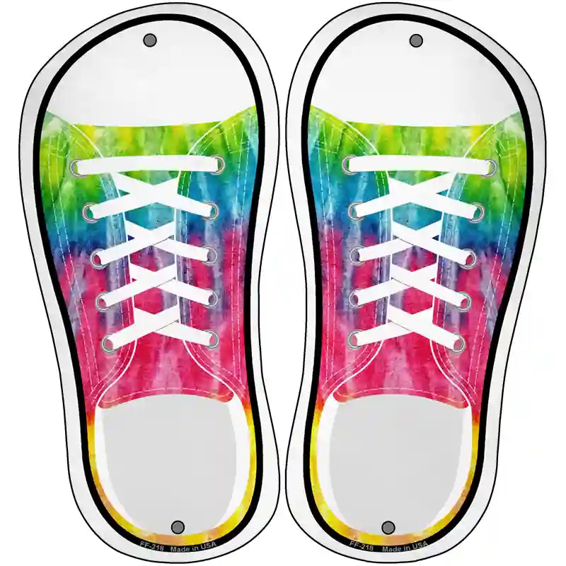 Rainbow Flag Tie Dye Horizontal Novelty Metal Shoe Outlines (Set of 2)