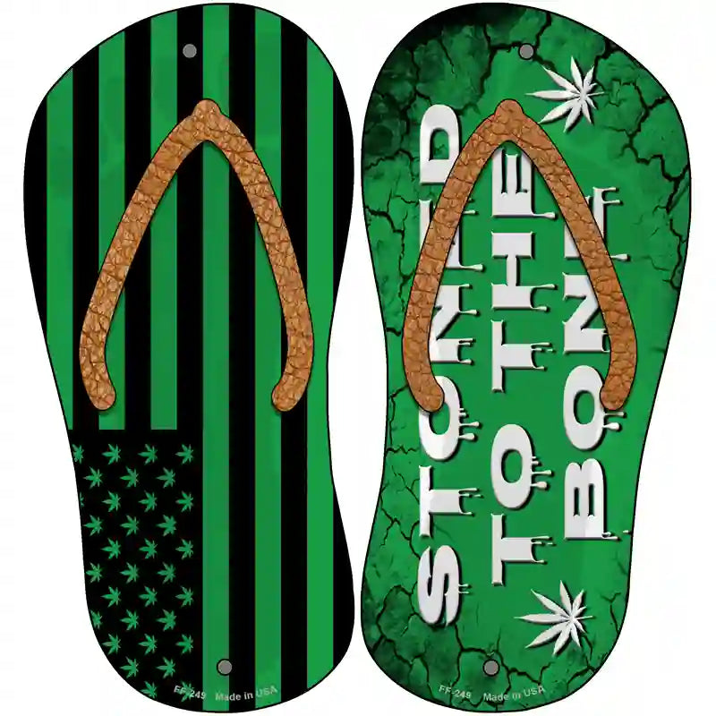 USA Weed|Stoned to the Bone Novelty Metal Flip Flops (Set of 2)