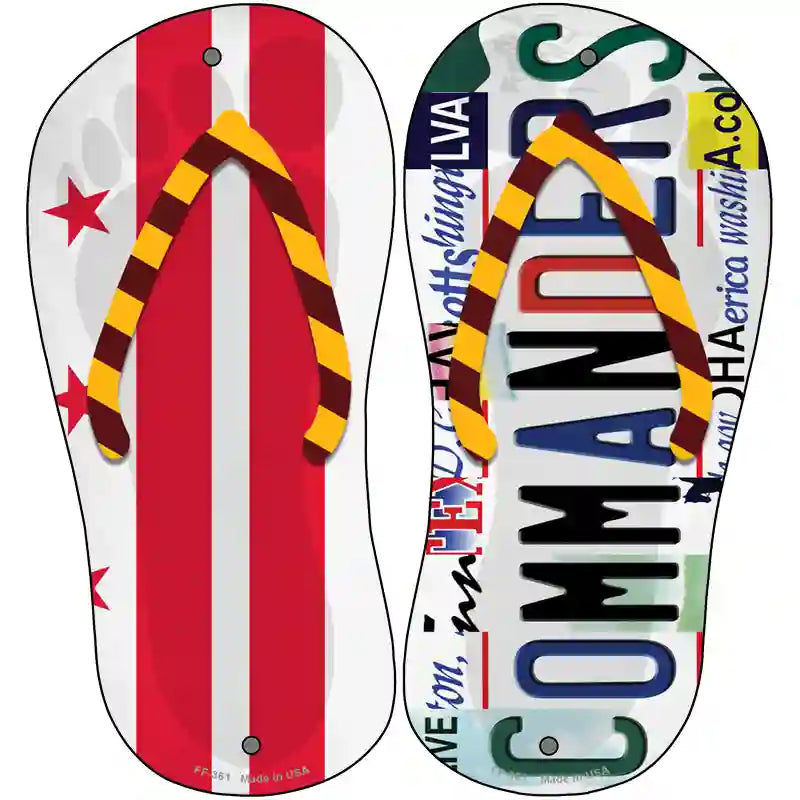 DC Flag|Commanders Strip Art Novelty Metal Flip Flops (Set of 2)