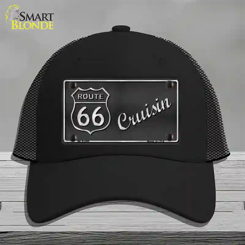 Route 66 Cruisin Novelty License Plate Hat Mesh / Black