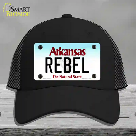 Rebel Arkansas Novelty License Plate Hat Mesh / Black