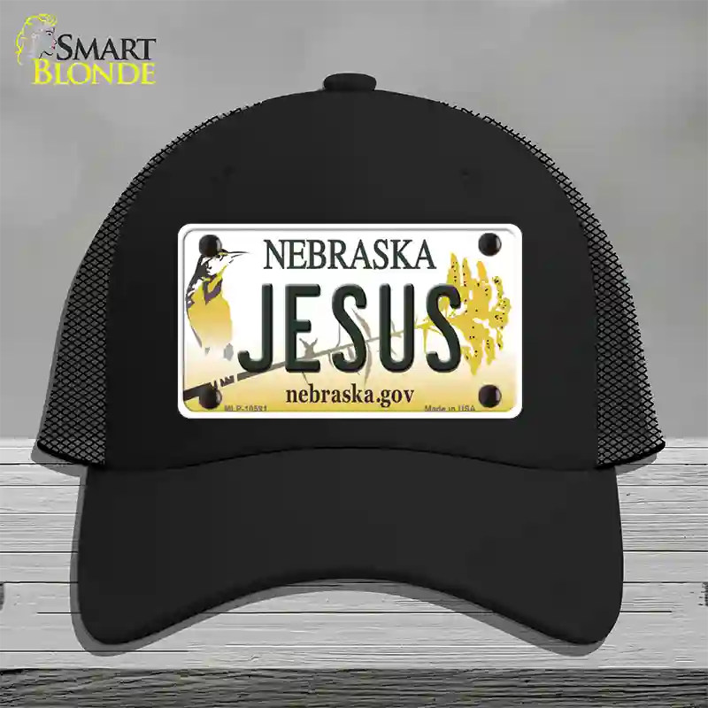 Jesus Nebraska Novelty License Plate Hat Mesh / Black