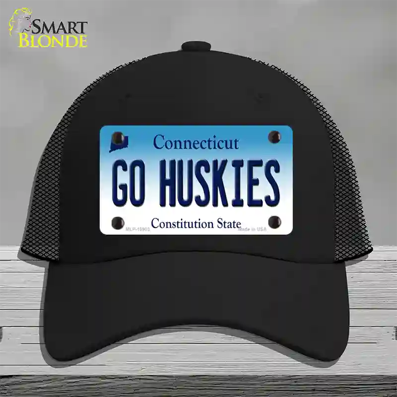 Go Huskies Connecticut Novelty License Plate Hat Mesh / Black