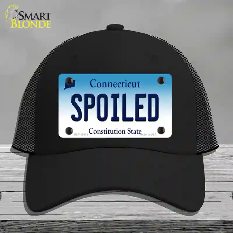 Spoiled Connecticut Novelty License Plate Hat Mesh / Black