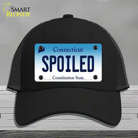 Spoiled Connecticut Novelty License Plate Hat Mesh / Black