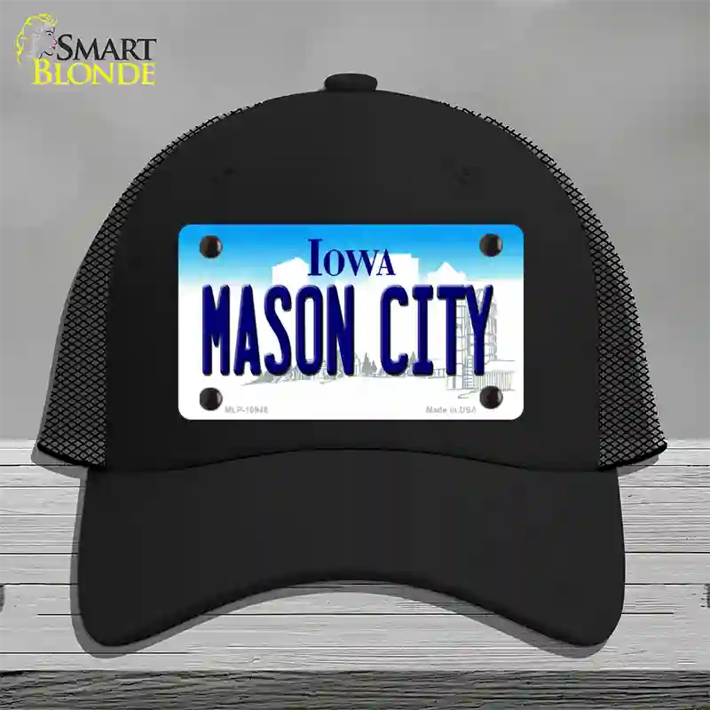 Mason City Iowa Novelty License Plate Hat Mesh / Black