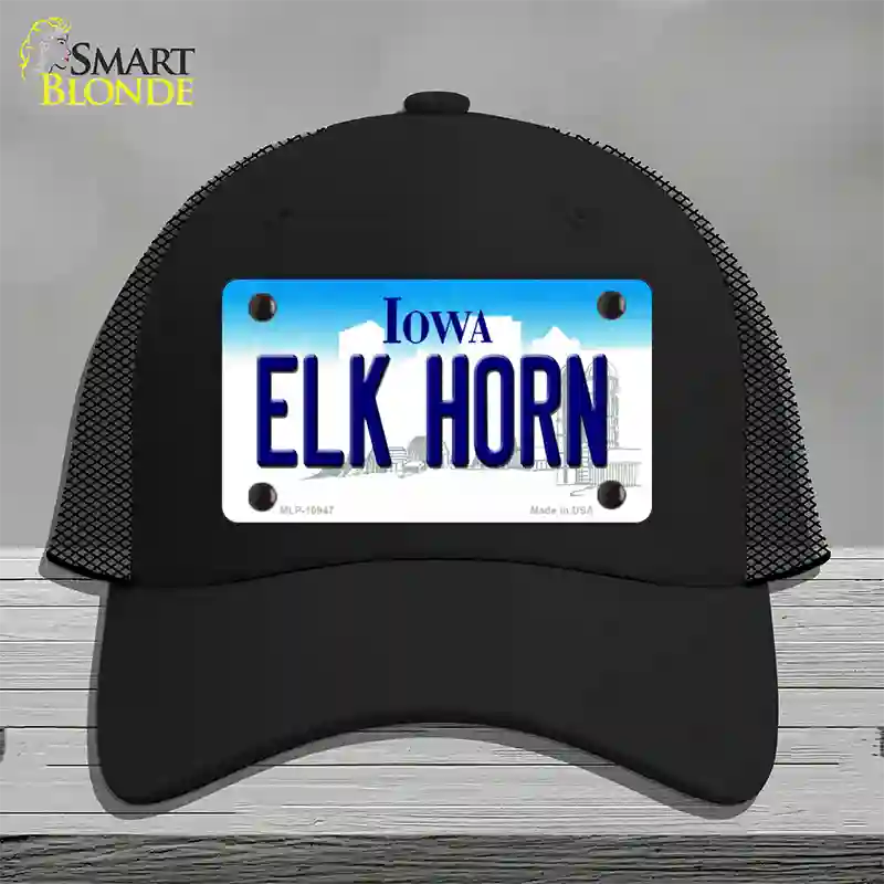 Elk Horn Iowa Novelty License Plate Hat Mesh / Black
