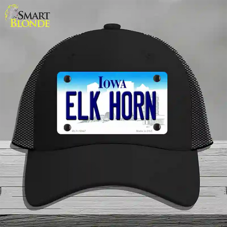 Elk Horn Iowa Novelty License Plate Hat Mesh / Black
