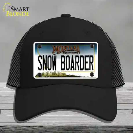 Snow Boarder Montana State Novelty License Plate Hat Mesh / Black