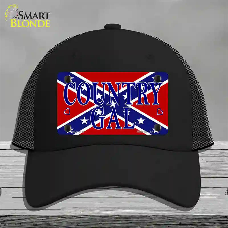 Confederate Country Gal Novelty License Plate Hat Mesh / Black