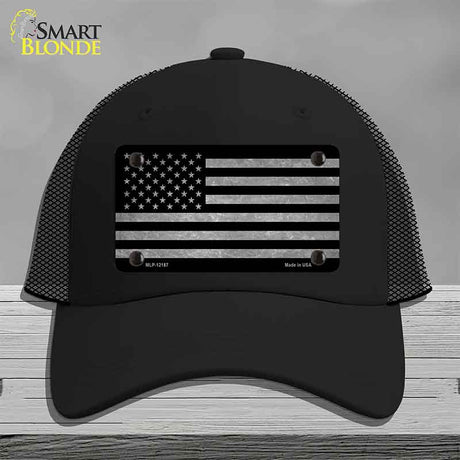 American Flag Black and Gray Novelty License Plate Hat Mesh Black