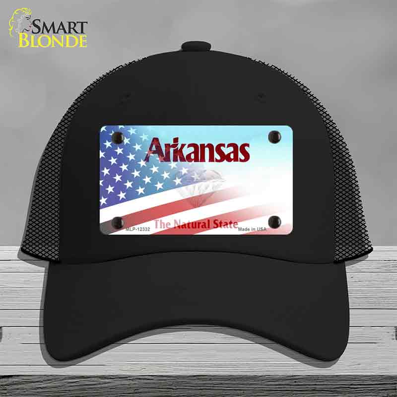 Arkansas with American Flag Novelty License Plate Hat HAT-MLP-12332