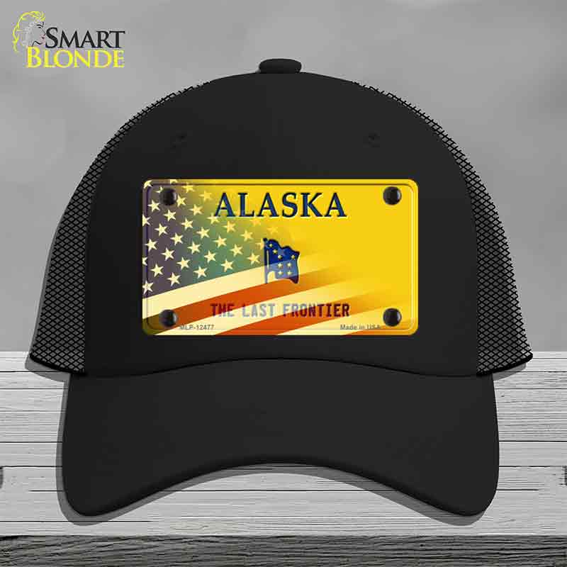 Alaska with American Flag Novelty License Plate Hat HAT-MLP-12477