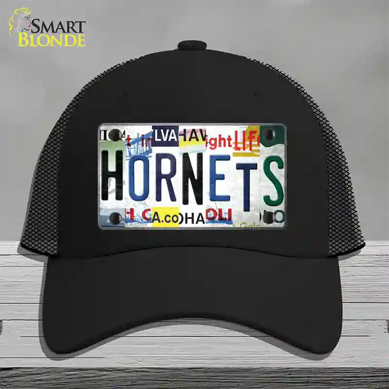Hornets Strip Art Novelty License Plate Hat Tag Mesh Black