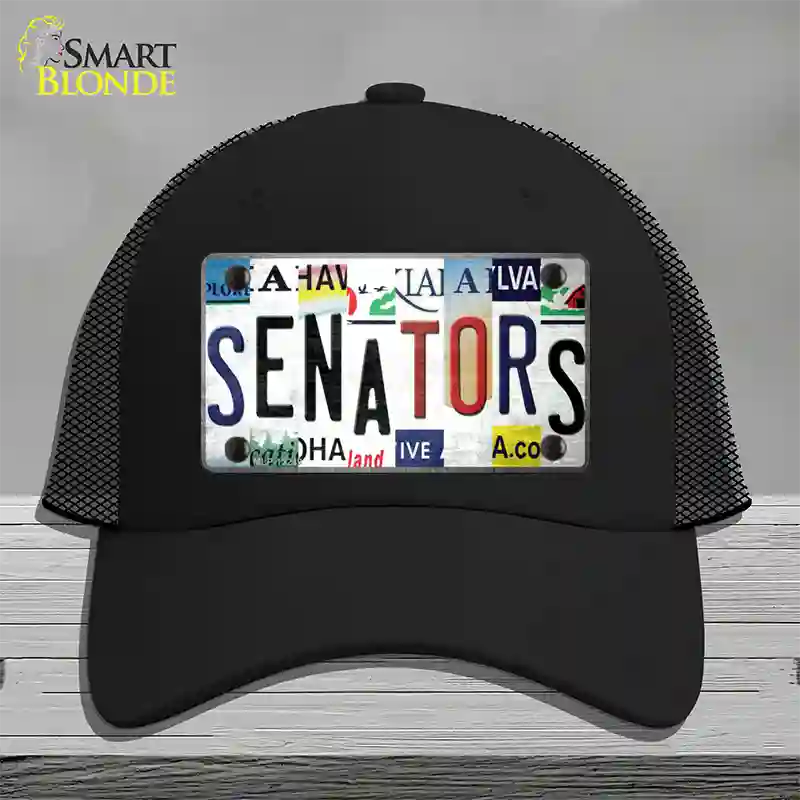 Senators Strip Art Novelty License Plate Hat Tag Mesh Black