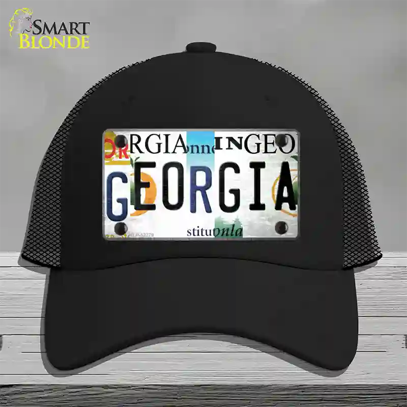 Georgia Strip Art Novelty License Plate Hat Tag Mesh Black