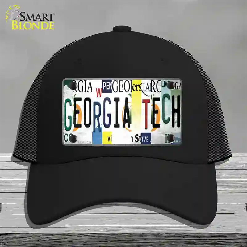 Georgia Tech Strip Art Novelty License Plate Hat Tag Mesh Black