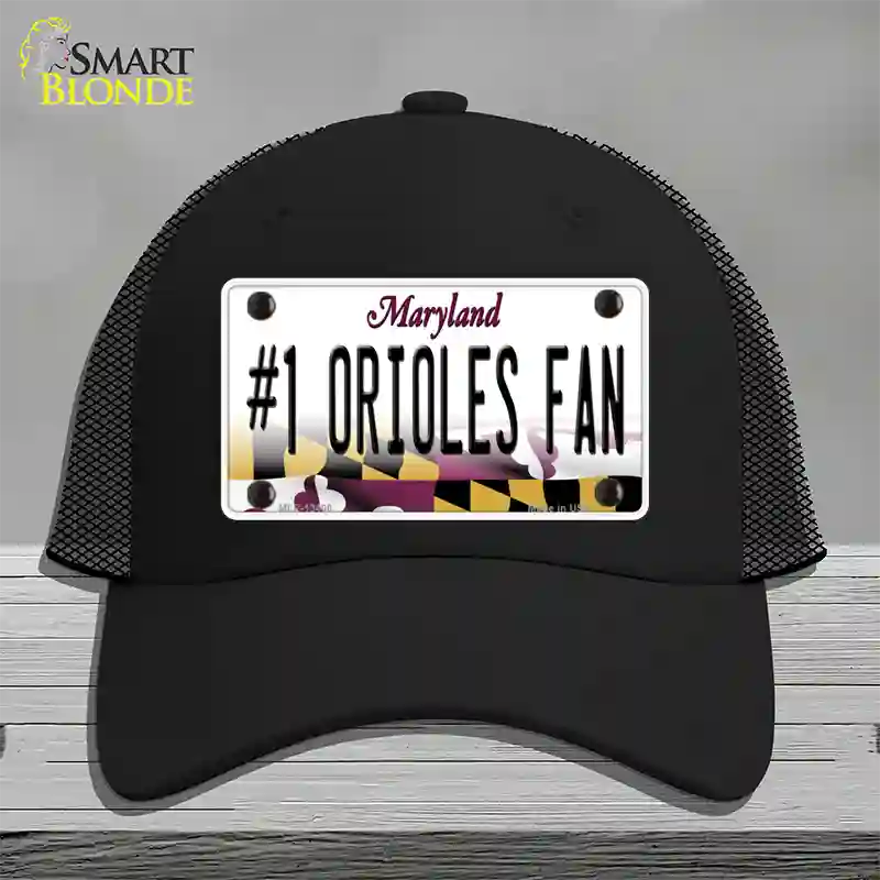 Number 1 Orioles Fan Novelty License Plate Hat Tag Mesh Black